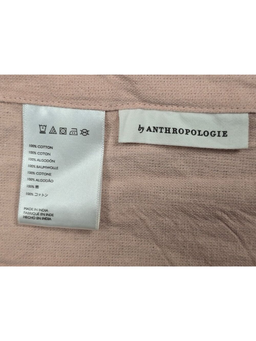 Anthropologie Pink 100%Cotton Apron Adjustable - Picture 3 of 6